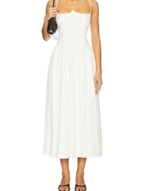 REVOLVE Camila Coelho White Scallop-Neck Midi Dress
